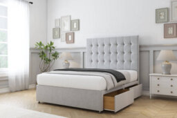 "Comfort Savannah Silver Plush Divan Bed Set 4 Drawers - 26"" Strutted 4' Small Double" - thumbnail 2