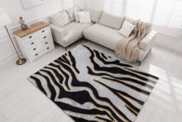 RugsX Miro 52002.807 Washing Carpet Zebra Pattern Anti-Slip - Cream / Black  120X170 Cm - thumbnail 5