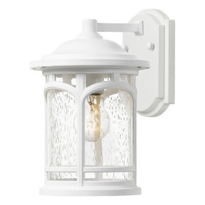 Stylish Outdoor Ip44 Wall Light Lantern With E27 Led Bulb - 60W, White Finish - image 1