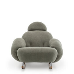 Rocking Chair For Nursery Room In Sage Green Teddy Boucle Fabric - thumbnail 4