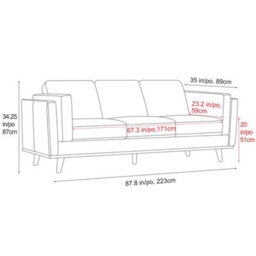 Valencia Artisan Leather Three Seats Sofa Cognac Nappa 11000 Top Grain Leather Alder Wood Legs And Frame - thumbnail 3