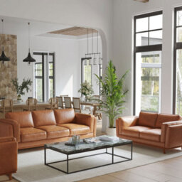 Valencia Artisan Leather Three Seats Sofa Cognac Nappa 11000 Top Grain Leather Alder Wood Legs And Frame - thumbnail 5