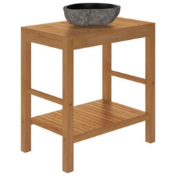 Berkfield Bathroom Vanity Cabinet Solid Teak With Riverstone Sink - thumbnail 5