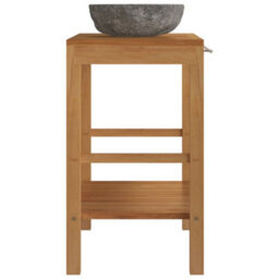 Berkfield Bathroom Vanity Cabinet Solid Teak With Riverstone Sink - thumbnail 4