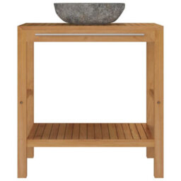 Berkfield Bathroom Vanity Cabinet Solid Teak With Riverstone Sink - thumbnail 3