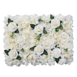Neel Blue Artificial Flower Wall Backdrop Panel, 60Cm X 40Cm, With Green Leaves - thumbnail 1