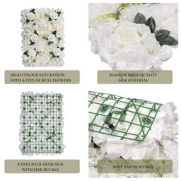 Neel Blue Artificial Flower Wall Backdrop Panel, 60Cm X 40Cm, With Green Leaves - thumbnail 5