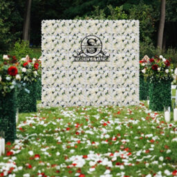 Neel Blue Artificial Flower Wall Backdrop Panel, 60Cm X 40Cm, With Green Leaves - thumbnail 7