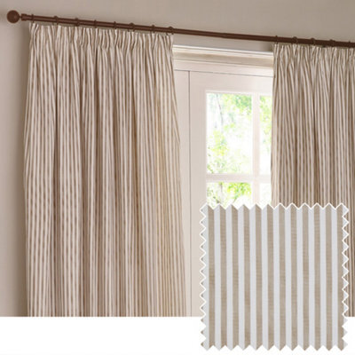 Yard Hebden Striped Cotton Blackout Pencil Pleat Curtains, Natural, (W) 229 X (D) 137Cm - image 1