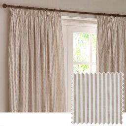 Yard Hebden Striped Cotton Blackout Pencil Pleat Curtains, Natural, (W) 229 X (D) 137Cm