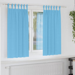 Berkfield Modern Curtains With Curtains 2 Pcs Light Blue Polyester - thumbnail 2
