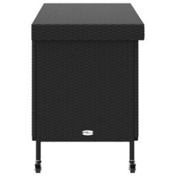 Garden Storage Box With Wheels Black 110X55X73 Cm Poly Rattan - thumbnail 5