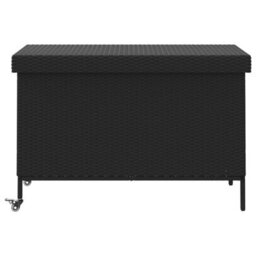 Garden Storage Box With Wheels Black 110X55X73 Cm Poly Rattan - thumbnail 4