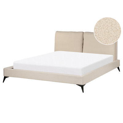 Beliani Bed Boucle Melle 160 X 200 Cm (Eu King Size) Beige - image 1