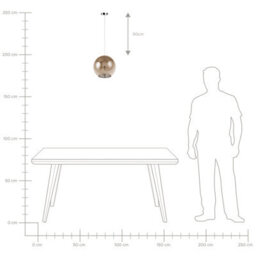 Beliani Aurora Pendant Lamp - Gold Glass Globe 1 Light, Adjustable Height, 25Cm Diameter, 125Cm Drop - thumbnail 8