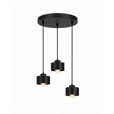Luminosa Lighting Luminosa Simply Cluster Pendant Ceiling Light Black 3X E27 - image 1