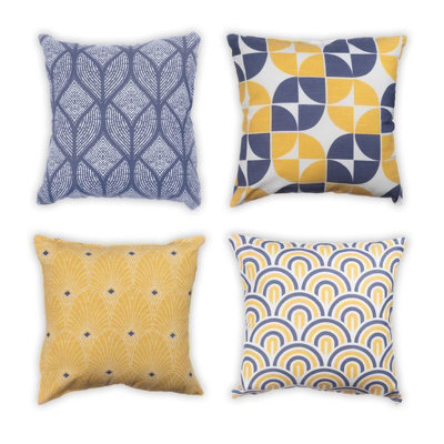 Penguin Home 100% Cotton Set Of 4 Tessellated Double Sided Square Cushion Covers - image 1