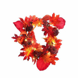 Living And Home Maple Leaf Wreath Artificial Wreath Decoration With Led Light 40Cm - thumbnail 4