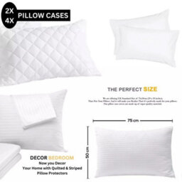 Pack Of 4 Luxury Quilted Zipped Pillow Protectors Soft Pillow Pairs White Cover - Pack Of 4 - thumbnail 2