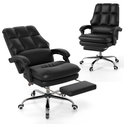 Costway Ergonomic Office Chair Pu Leather Computer Chair-Black - image 1