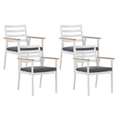 Beliani Set Of 4 Garden Chairs With Cushions Cavoli Metal Grey - image 1