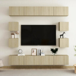 Berkfield 8 Piece Tv Cabinet Set Sonoma Oak Engineered Wood - thumbnail 1