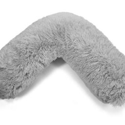 Homes & Linen Teddy Cuddles V Shaped Complete V Pillow  For Neck Maternity Back Support Soft Warm Plush Cosy Fleece V Shape (Silver)