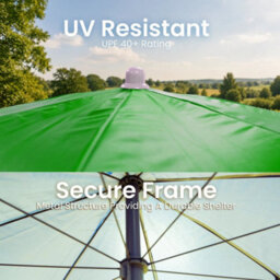 240Cm (7Ft 8In) Uv Resistant Adjustable Tilting Parasol With Base Green - thumbnail 4