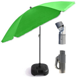 240Cm (7Ft 8In) Uv Resistant Adjustable Tilting Parasol With Base Green