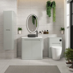 Royal Bathrooms Venice 800mm Dove Grey Freestanding Bathroom Countertop Vanity Unit 2 Door With Milan Black Basin - thumbnail 4