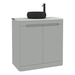 Royal Bathrooms Venice 800mm Dove Grey Freestanding Bathroom Countertop Vanity Unit 2 Door With Milan Black Basin - thumbnail 7