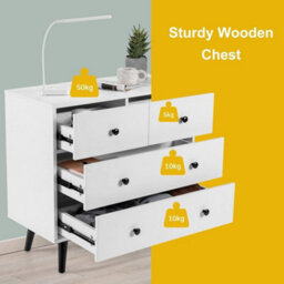 4-Drawer Modern Storage Chest Cabinet Dresser Wooden Drawer Organizer White - thumbnail 3