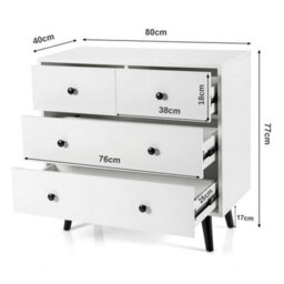 4-Drawer Modern Storage Chest Cabinet Dresser Wooden Drawer Organizer White - thumbnail 2
