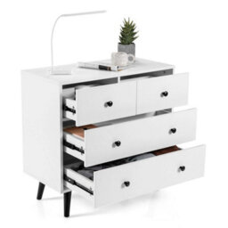 4-Drawer Modern Storage Chest Cabinet Dresser Wooden Drawer Organizer White - thumbnail 1