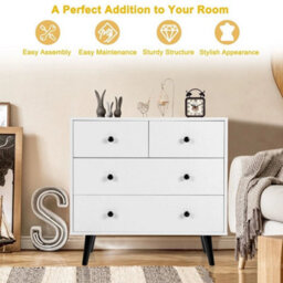 4-Drawer Modern Storage Chest Cabinet Dresser Wooden Drawer Organizer White - thumbnail 5