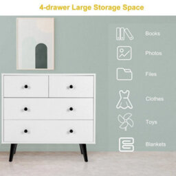 4-Drawer Modern Storage Chest Cabinet Dresser Wooden Drawer Organizer White - thumbnail 4