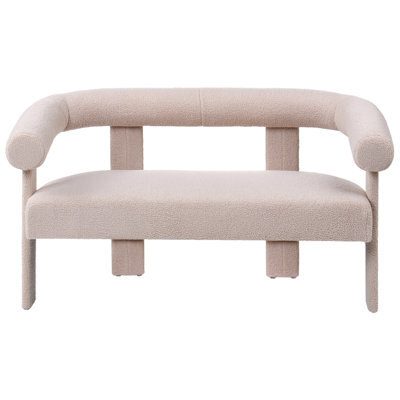 Wyld And Coco Retro Charm Light Beige Boucle Sofa Set - 2-Seater And Armchair, Compact Vintage Design - image 1