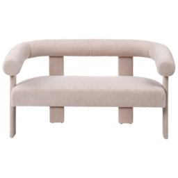 Wyld And Coco Retro Charm Light Beige Boucle Sofa Set - 2-Seater And Armchair, Compact Vintage Design - thumbnail 1