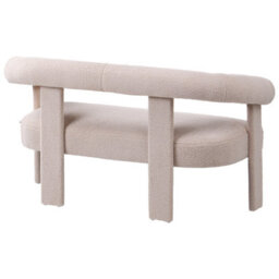 Wyld And Coco Retro Charm Light Beige Boucle Sofa Set - 2-Seater And Armchair, Compact Vintage Design - thumbnail 5