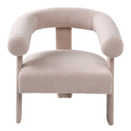 Wyld And Coco Retro Charm Light Beige Boucle Sofa Set - 2-Seater And Armchair, Compact Vintage Design - thumbnail 6