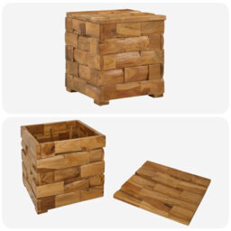 Walplus Storage Stool Brown 40 X 40 X 45 Cm Solid Teak Wood - thumbnail 8
