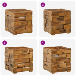 Walplus Storage Stool Brown 40 X 40 X 45 Cm Solid Teak Wood - thumbnail 9
