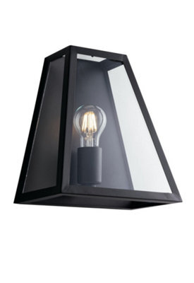 Luminosa Lighting Luminosa Lexington Flush Wall Lantern, Black, Transparent, E27