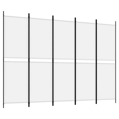 Berkfield Durable 5-Panel Room Divider White 250X180 Cm Fabric - image 1