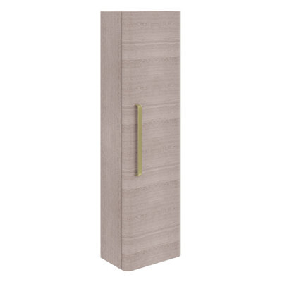 Plum&clay Emery Wall Hung Textured Grey Tall Bathroom Cabinet With Gold Bar Handle (H)120Cm (W)35Cm - image 1