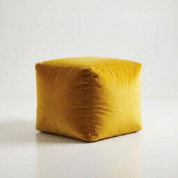 Kosi Atelier Kosiatelier Bean Bag Velvet Footstool Ottomona Cube Pouf Chair Pouffe, Polystyrene Beads Filled - Lemon, 55Cm X 55Cm X 55Cm - thumbnail 3