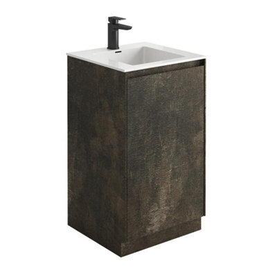 Plum&clay Rigel Metallic Floor Standing Bathroom Vanity Unit With White Basin (W)500mm (H)850mm