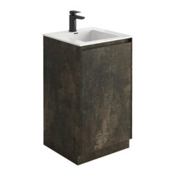 Plum&clay Rigel Metallic Brown Floor Standing Bathroom Vanity Unit With White Basin (W)500mm (H)850mm - thumbnail 1