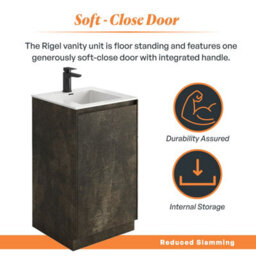 Plum&clay Rigel Metallic Brown Floor Standing Bathroom Vanity Unit With White Basin (W)500mm (H)850mm - thumbnail 3