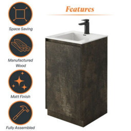 Plum&clay Rigel Metallic Brown Floor Standing Bathroom Vanity Unit With White Basin (W)500mm (H)850mm - thumbnail 5